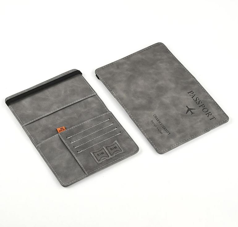 1746023087gris Porta Pasaporte con Protección RFID