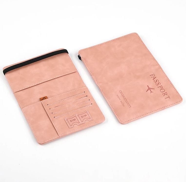 1746023087salmon-rosa Porta Pasaporte con Protección RFID