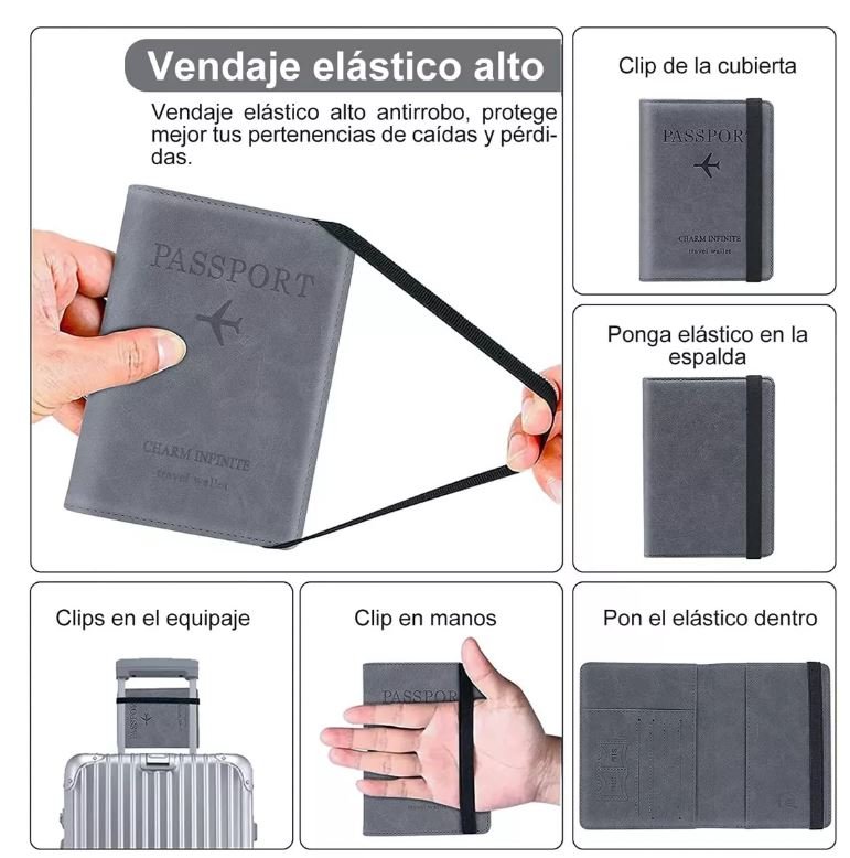 des 4 Porta Pasaporte con Protección RFID